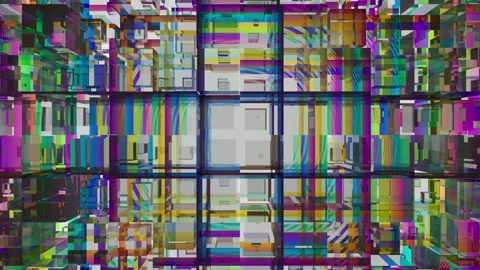 Rainbow grid of cubes. Seamless loop. Stock Footage 144099333