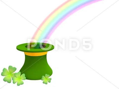 The rainbow growing from a green hat Stock Illustration
