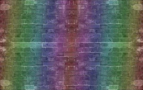 Rainbow grunge brick wall background Stock Photos