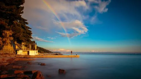 Rainbow in the gulf of Trieste Stock Photos