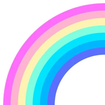 Rainbow half arc shape, quarter circle, pastel neon spectrum colors, colorful Stock Illustration
