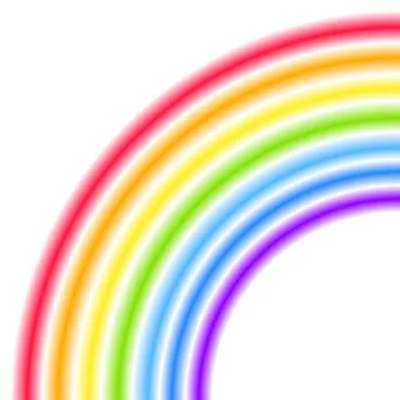 Rainbow half arc shape, quarter circle, bright spectrum colors, colorful stri Stock Illustration