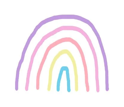 Rainbow hand drawn cute diary sticker for kids Stock Photos