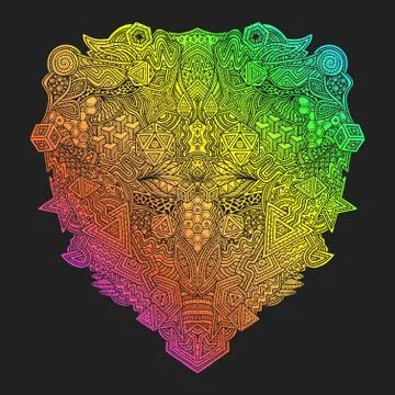 Rainbow hand drawn decorative zentangle illustration. Stock Illustration