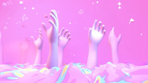 Rainbow hand sculptures Stock Footage 246922883