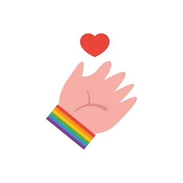 Rainbow hand sharing love. Vector Stock Illustration