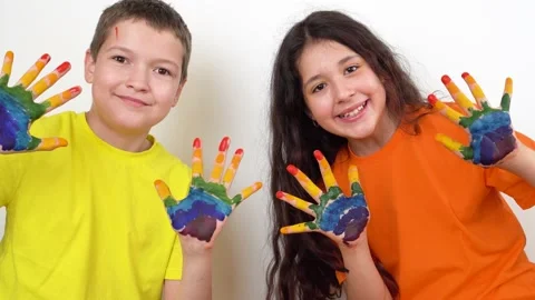 Rainbow on the hands. Stock Footage 131145409