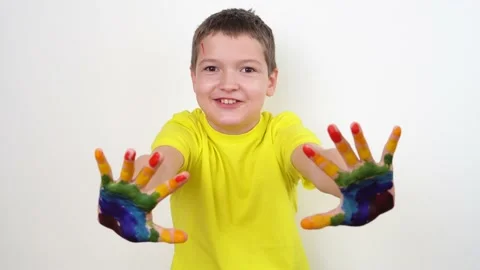 Rainbow on the hands. Stock Footage 131145474
