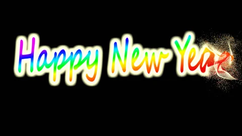 Rainbow happy new year text animation. New years eve, text from particles. Stock Footage 119420025