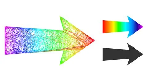 Rainbow Hatched Gradient Arrow Right Icon Illustrazione stock