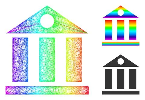 Rainbow Hatched Gradient Bank Building Icon Ilustración de archivo