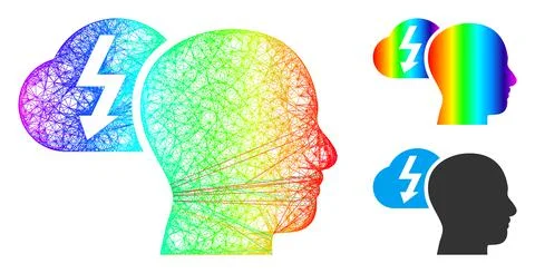 Rainbow Hatched Gradient Brainstorming Icon Illustrazione stock