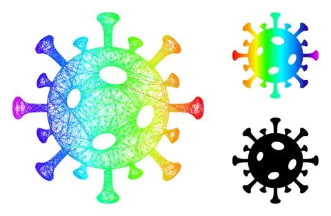 Rainbow Hatched Gradient Covid Virus Icon 스톡 일러스트