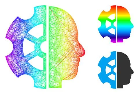 Rainbow Hatched Gradient Intellect Icon 스톡 일러스트