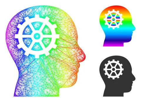 Rainbow Hatched Gradient Intellect Icon Stock Illustration