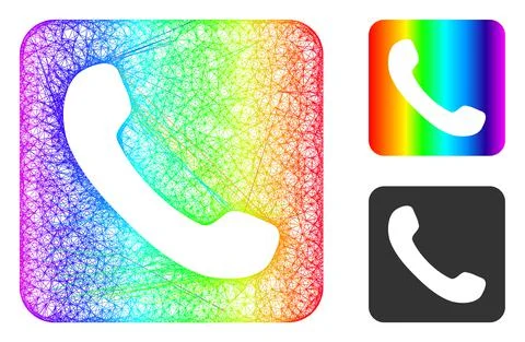 Rainbow Hatched Gradient Phone Icon Illustrazione stock