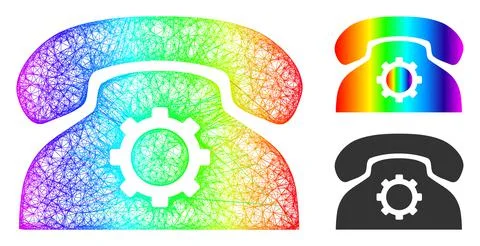 Rainbow Hatched Gradient Phone Settings Icon 스톡 일러스트