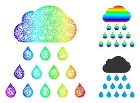Rainbow Hatched Gradient Rain Cloud Icon 스톡 일러스트