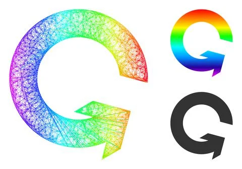 Rainbow Hatched Gradient Rotate Ccw Icon 스톡 일러스트