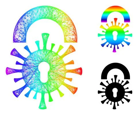 Rainbow Hatched Gradient Viral Lockdown Icon Stock Illustration