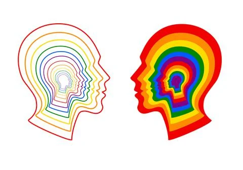 Rainbow heads, LGBT concept, vector set Stock-Illustration