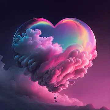 Rainbow heart cloud. Love cloud in the sky. LGBT love background. Queer rainb Stock Illustration