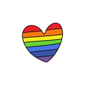 Rainbow heart doodle icon, vector illustration Stock Illustration