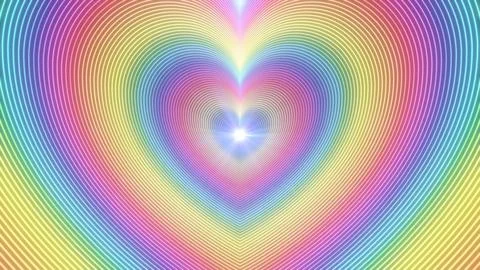 Rainbow Heart Gradient Wave Love Pulses Emanate from Center Tunnel Stock Illustration
