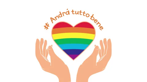 Rainbow heart in hands. Positive message used during quarantine Stock Footage 170141886