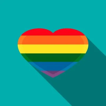 Rainbow heart icon in flat style 스톡 일러스트