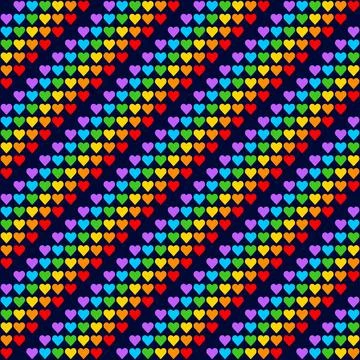 Rainbow Heart Mosaic, seamless vector pattern Stock Illustration