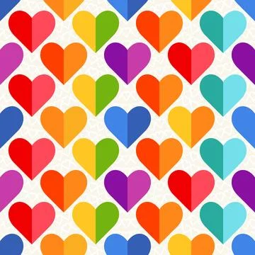 Rainbow Heart Mosaic, seamless vector pattern Stock Illustration