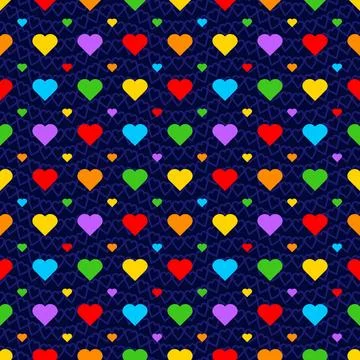 Rainbow Heart Mosaic, seamless vector pattern Stock Illustration