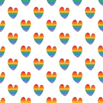 Rainbow heart pride seamless pattern. Happy pride minimalistic background. Stock Illustration