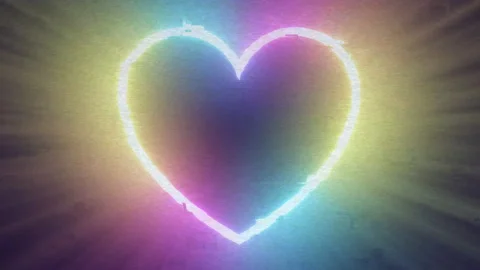 Rainbow Heart Shape Glitchy Retro 80s Aesthetic Glow Neon Cyberpunk Stock Footage 201363155