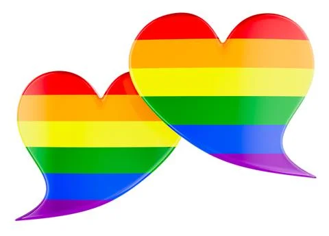 Rainbow heart speech bubbles for lgbt communication. 3d rendering 스톡 일러스트