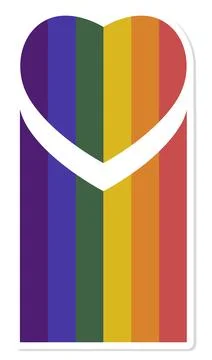 Rainbow Heart Sticker, Vector Illustration. LGBT art for print. Pride month L Stock Illustration