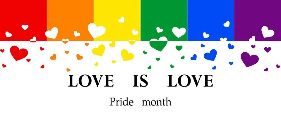 Rainbow heart on white background, Let's Celebrate PRIDE month with colorfu.. Stock Illustration