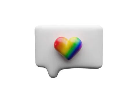 A rainbow heart is on a white speech bubble Stock Illustration