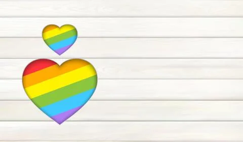 Rainbow heart. Wood background. Vector illustration concept Stock Illustration