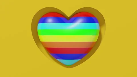 Rainbow Heart on Yellow Background Stock Footage 274053035