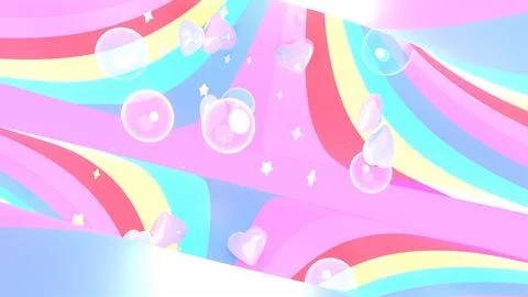 Rainbow with hearts and bubbles Stock Illustration