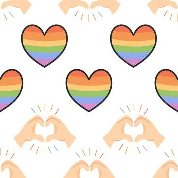 Rainbow Hearts and Hands Making Love Sign Illustrazione stock