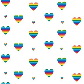 Rainbow hearts background. Vector seamless love pattern Stock Illustration