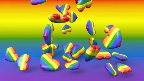 Rainbow Hearts falling Stock Footage 135967802