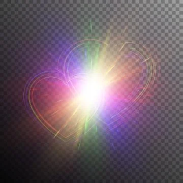 Rainbow hearts with light effects Stock Illustration
