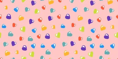 Rainbow hearts, seamless pattern for valentine's day lgbt, cartoon style, cut Ilustración de archivo