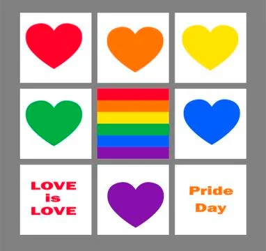 Rainbow hearts vector set collection - world pride day. Rainbow flag Stock Illustration