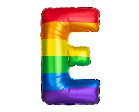 Rainbow Helium balloon. Letter E. Rainbow flag symbol gays and lesbians LGBT Stock Photos