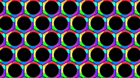 Rainbow Hexagon Ring Rotating Loop Animation Stock Footage 336232522